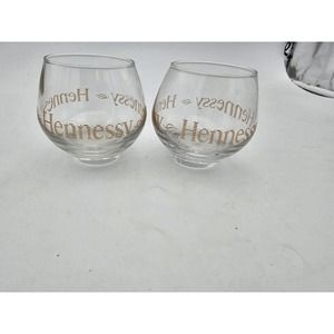 Vintage Hennessy cognac Sniffers Glasses with bubble base Set Of 2